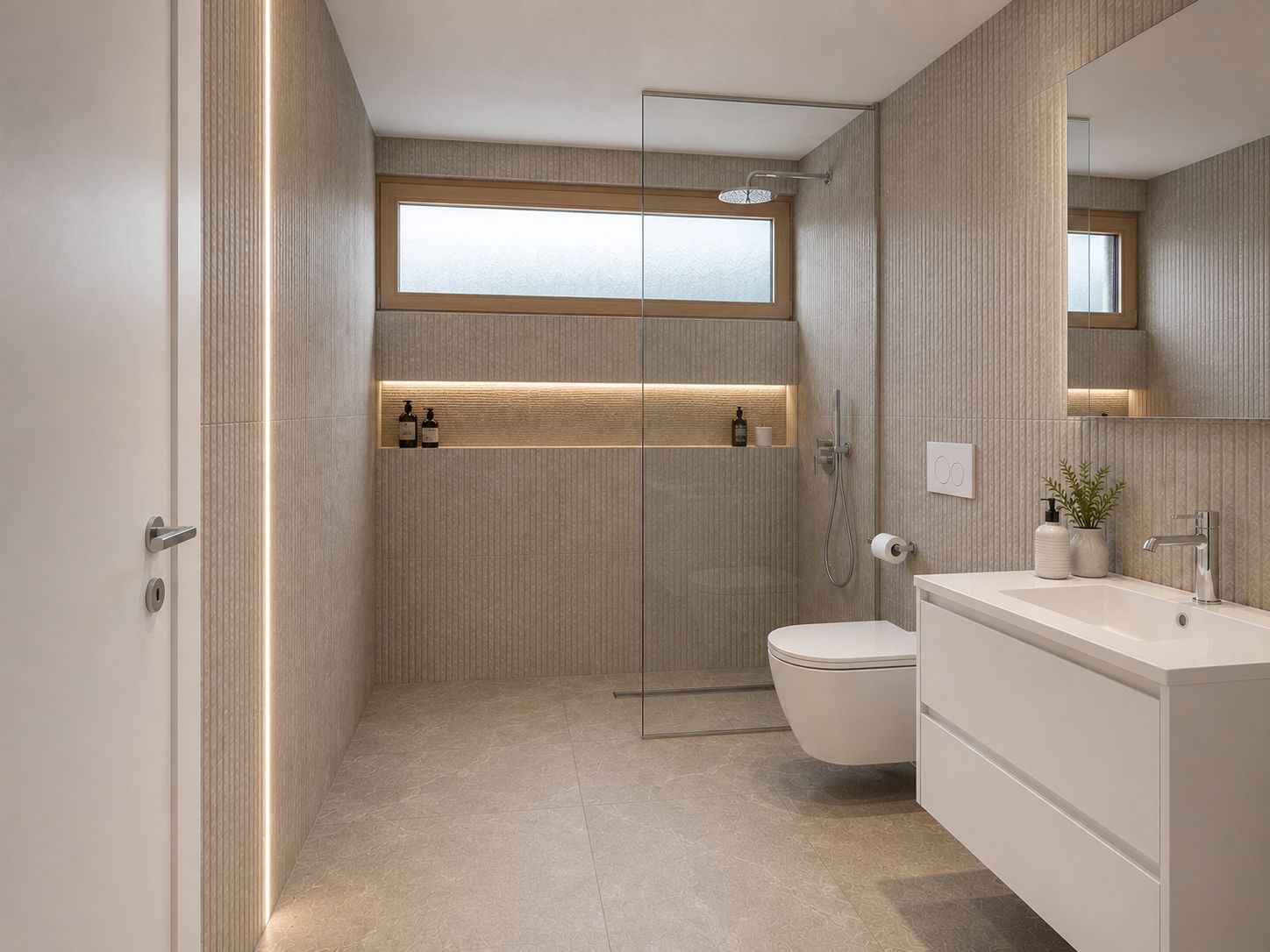 Bagno con doccia walk-in dell'Appartamento Deluxe